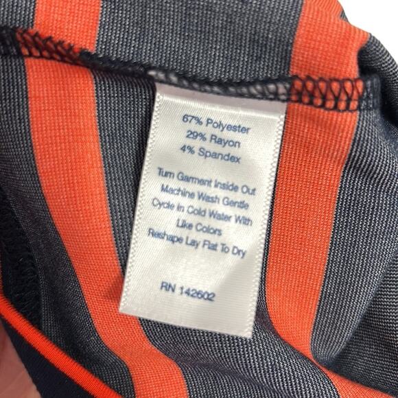 Sail to Sable Textured Knit Cowl Neck Top Navy and Orange/Red Stripe size XS - Picture 5 of 9